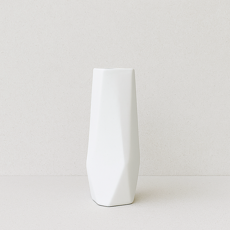 Chisel Vase / Small Matte White