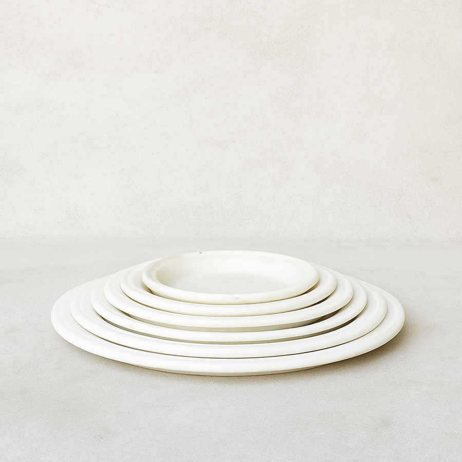 Vintage Marble Tray Stack  / Set 6