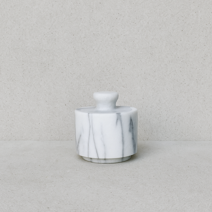 White Marble Salt Cellar with Lid