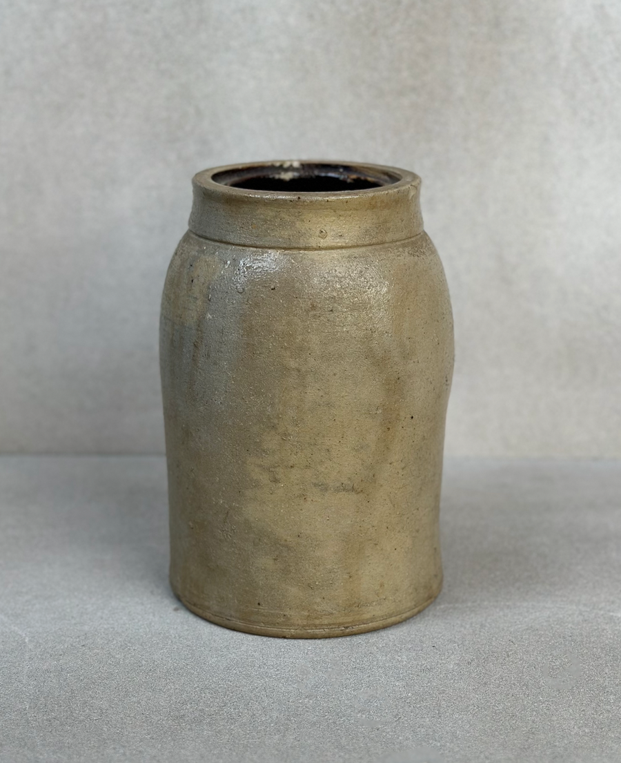 Vintage Greige Stoneware Crock