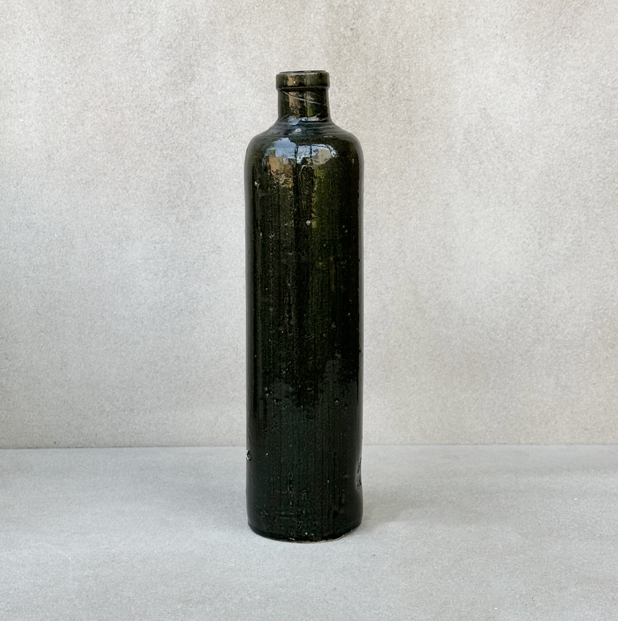 Vintage Stoneware Bottle / Black