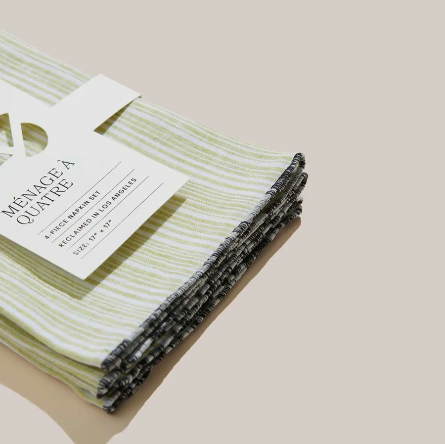 Atelier Saucier Avocado Stripe Napkin Set of 4