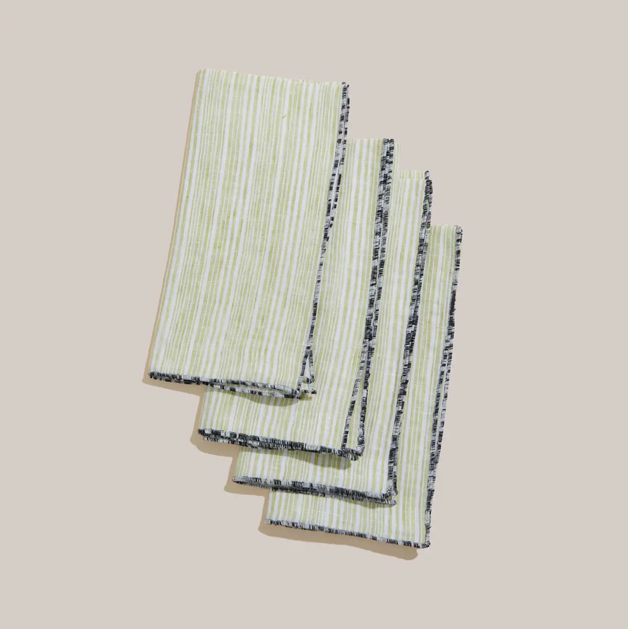 Atelier Saucier Avocado Stripe Napkin Set of 4