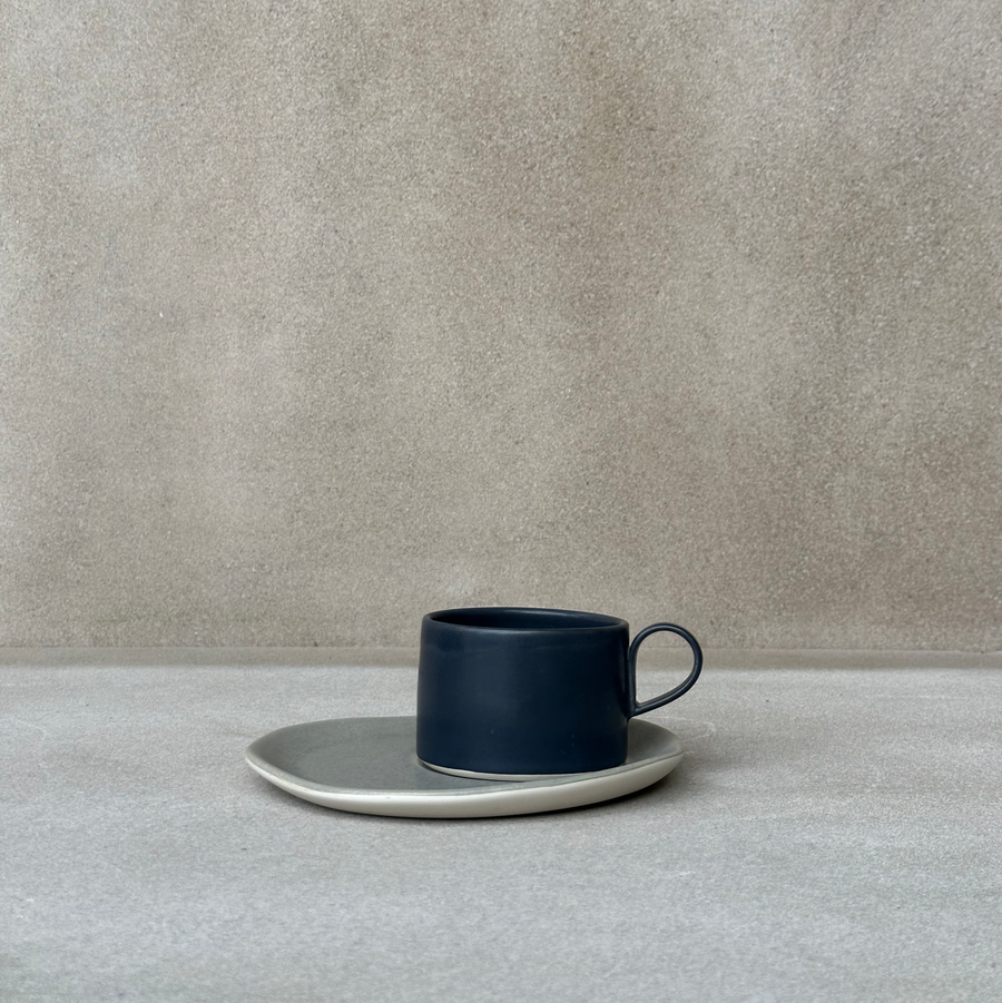Mineral Cup and Saucer / Black and Earthstone