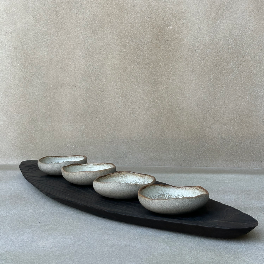 Laima dark wood oval tray and serving bowls / Set of 5