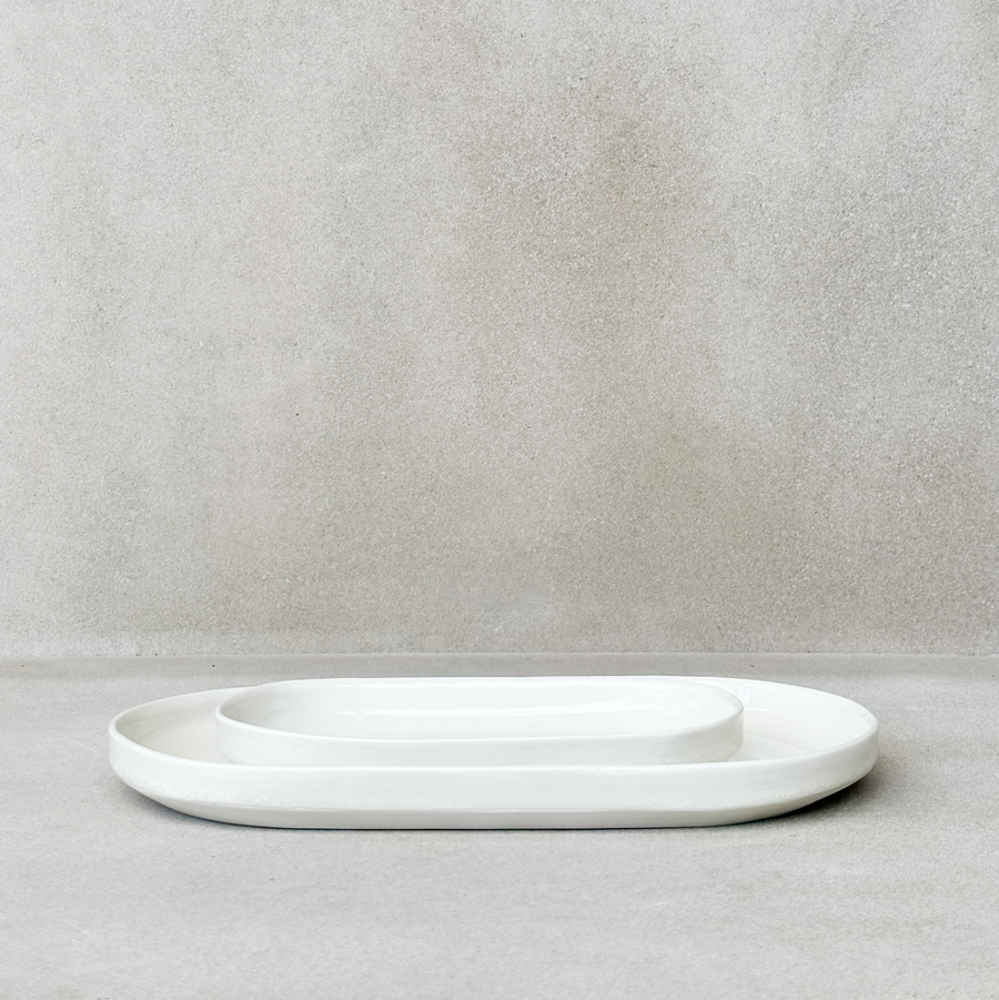 Lauren HB Oval Tray / Frost White