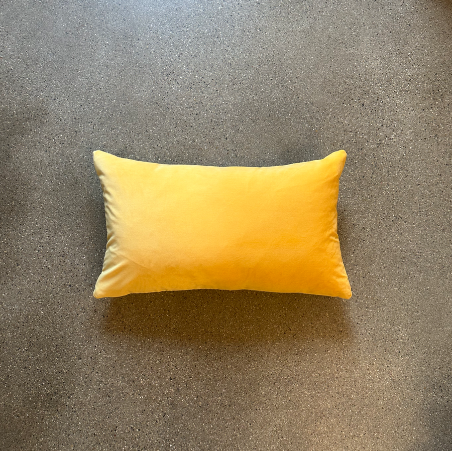 Yellow Velvet Lumbar Pillow / Small  24