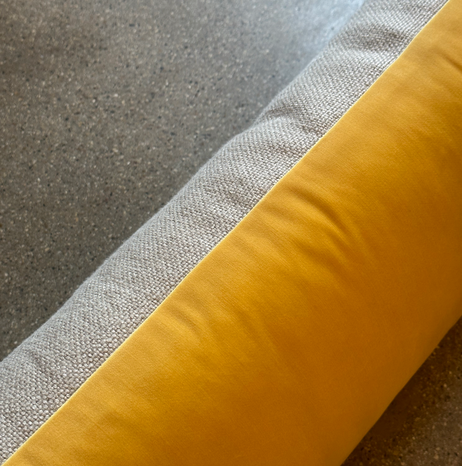Yellow Velvet Long Lumbar Pillow / 34