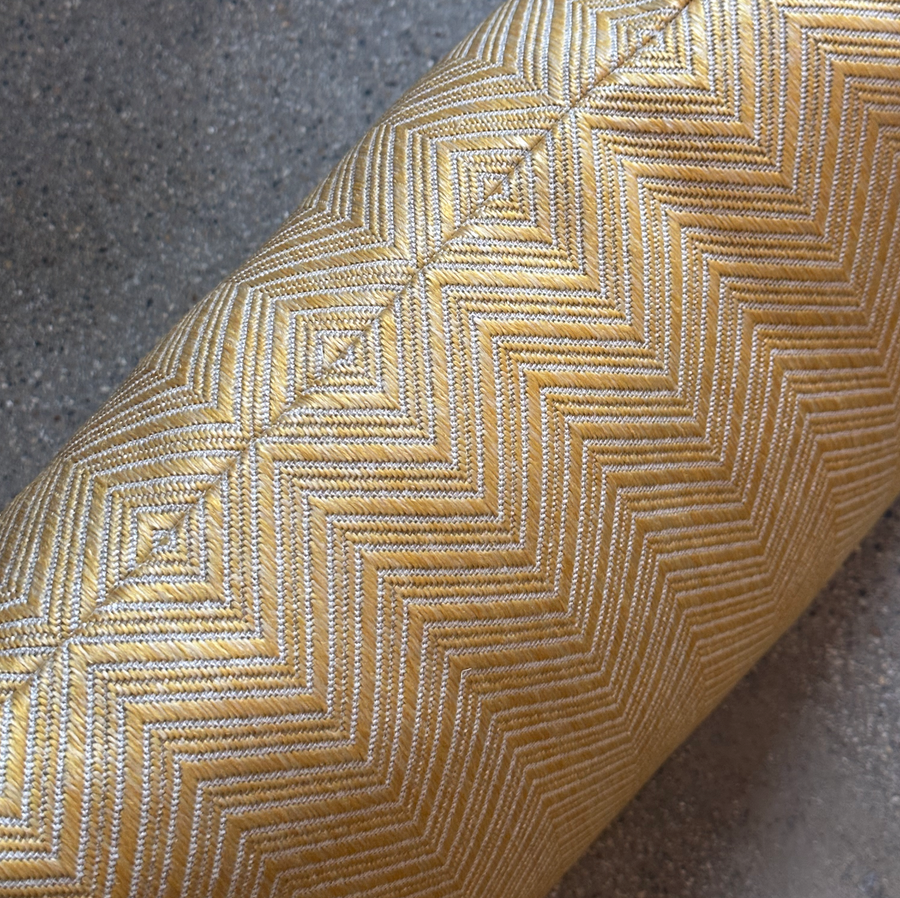 Yellow Chevron Lumbar Pillow / 24