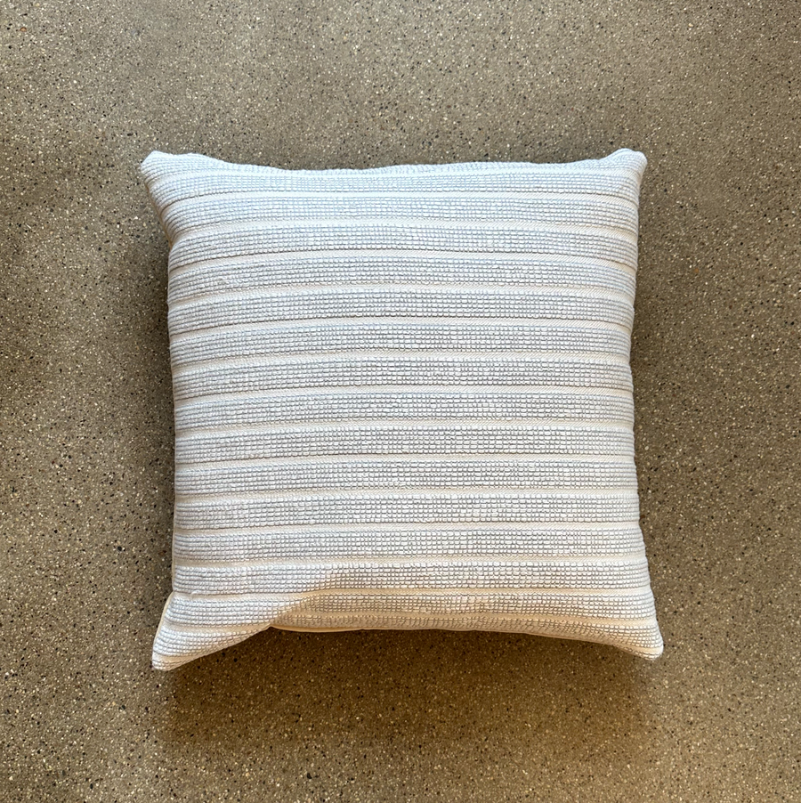 Tan Velvet and Ivory Blue Stripes Pillow /  22