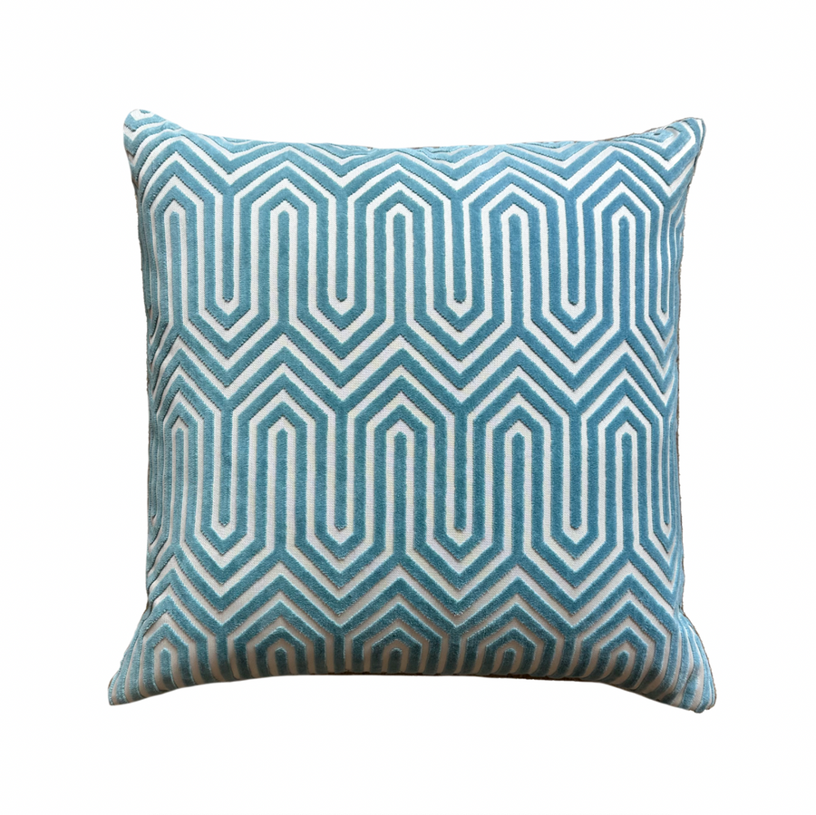 Turquoise Velvet Pattern Pillow / 20