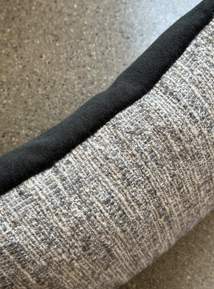 Black and Ivory/Grey Tweed Lumbar / 16” x 12”