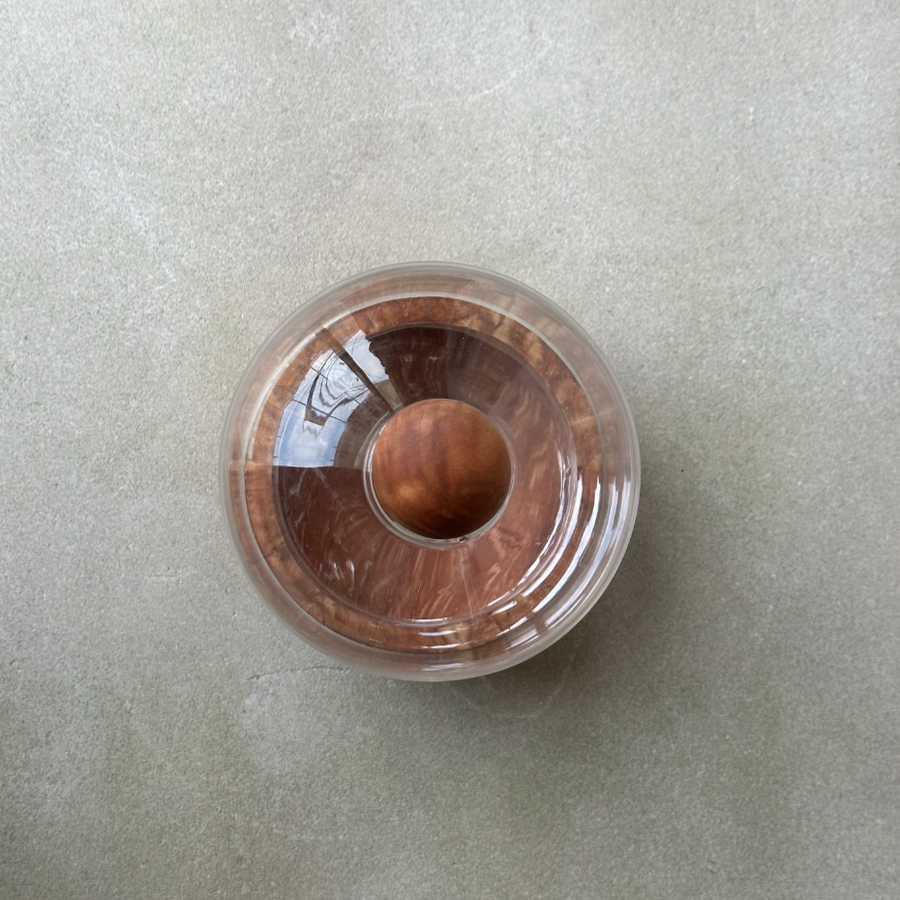 Glass Terrarium w/wood base and ball lid