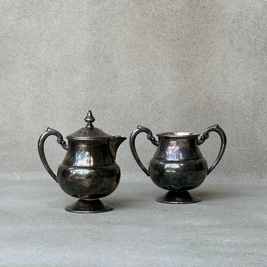 Vintage Silver Cream and Sugar Containers
