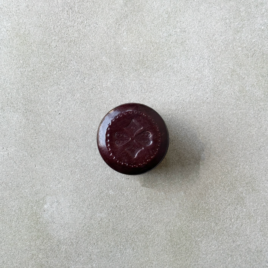 African tiny round burgundy box