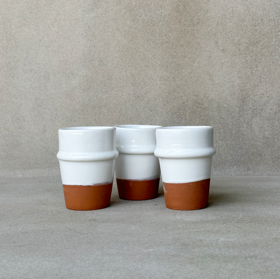 Moroccan Beldi Ceramic Cups / White