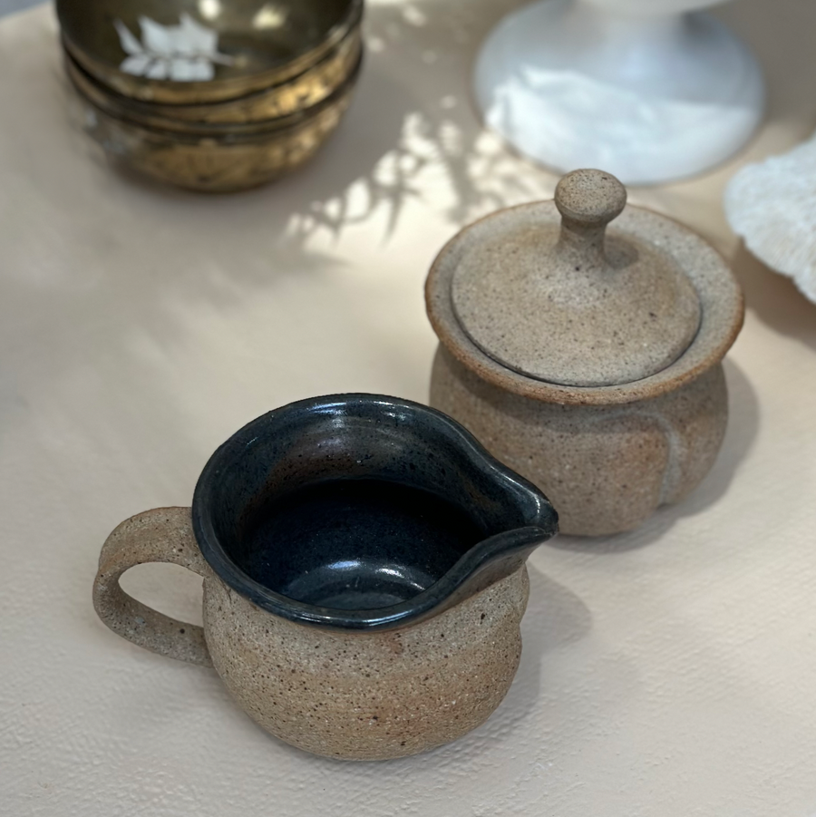 Studio Pottery Stoneware Cream and Sugar Set/2