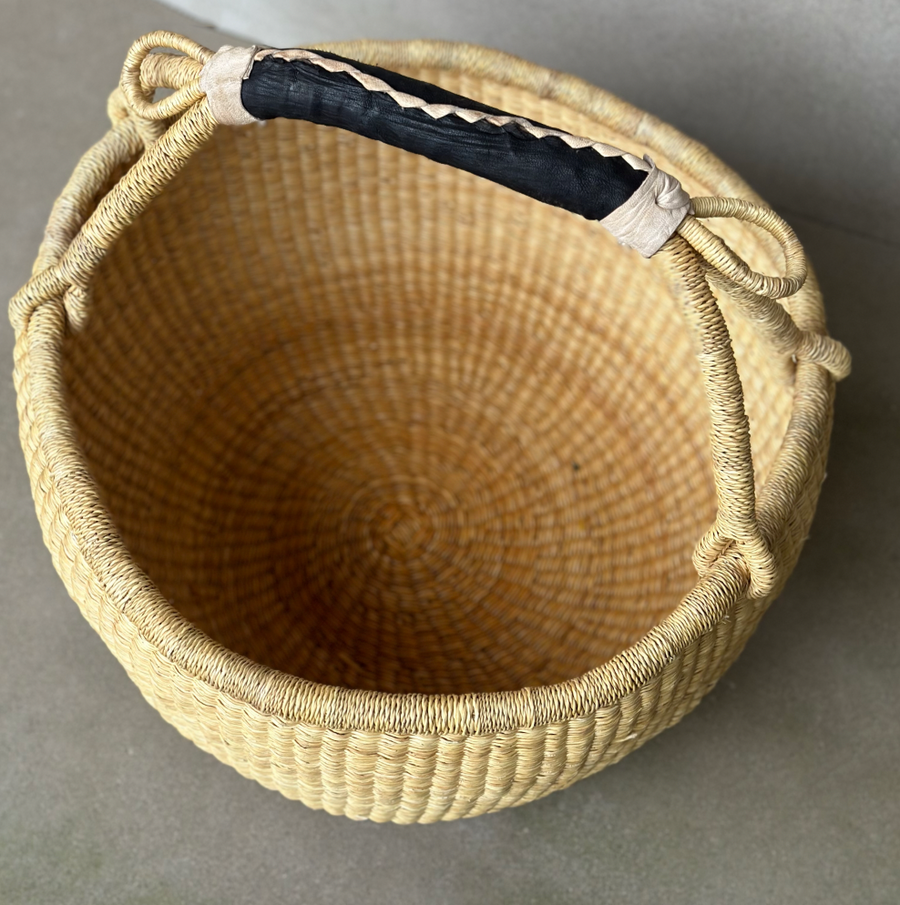 African Woven Round Market Basket