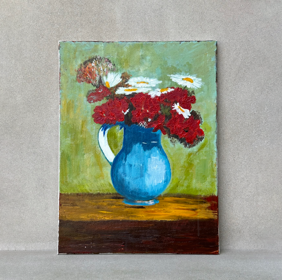 Blue Pitcher floral Painting / ALLISON COLLINS