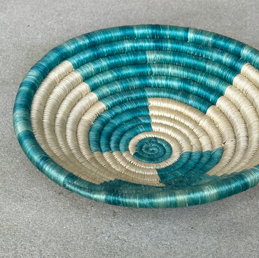 African woven turquoise bowl