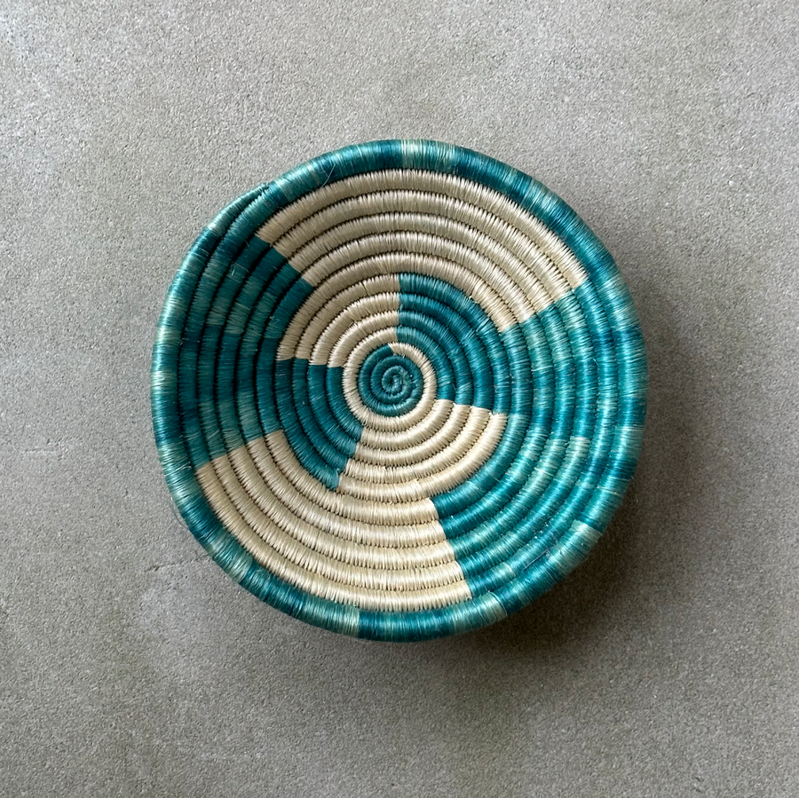 African woven turquoise bowl