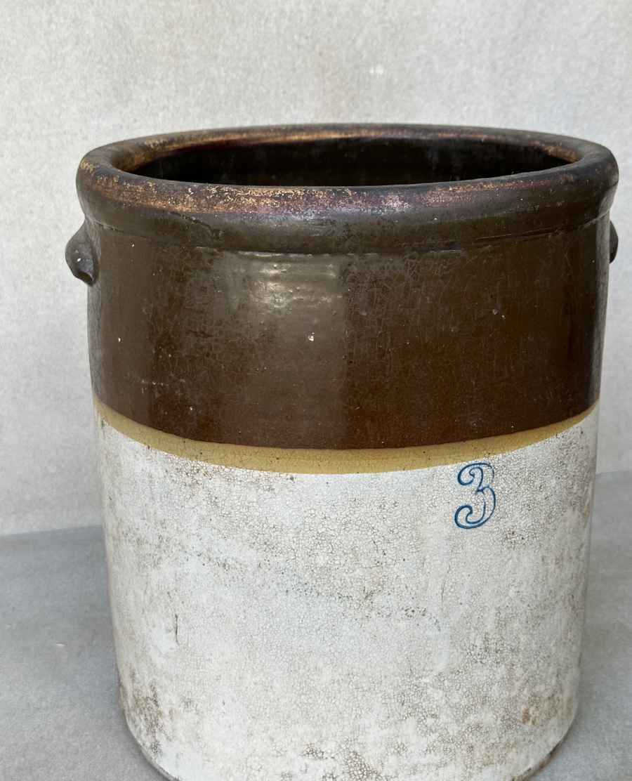 Large Brown 3 Vintage Crock