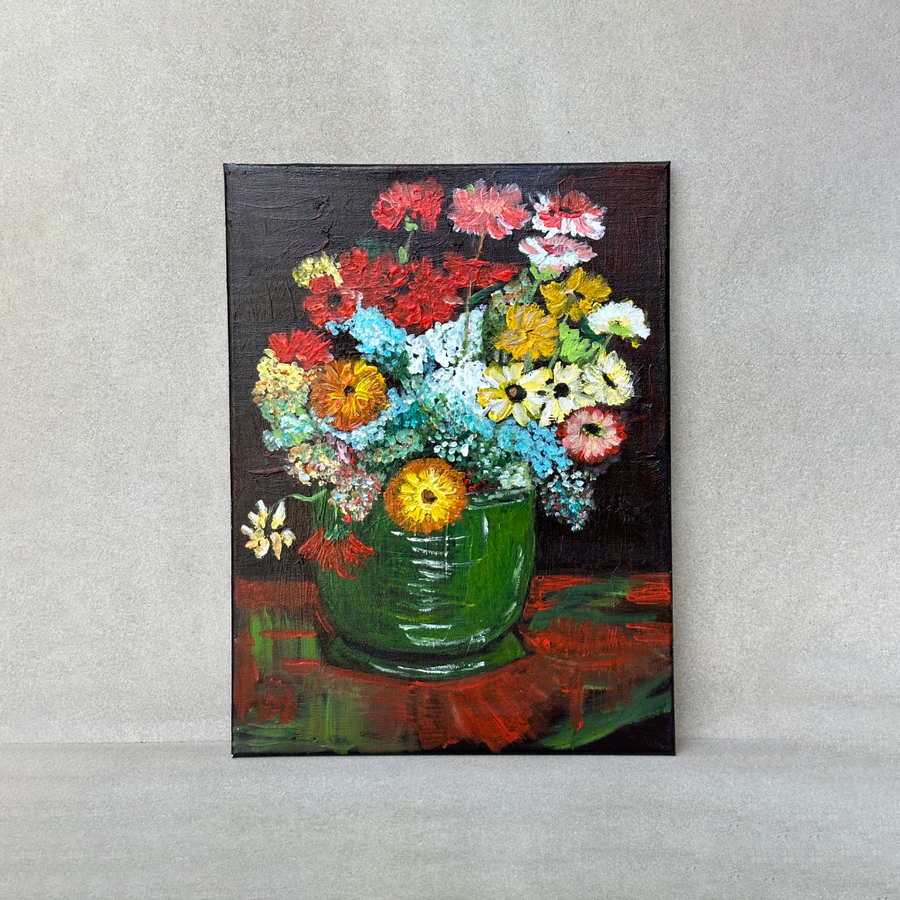 Green Vase floral Painting / ALLISON COLLINS