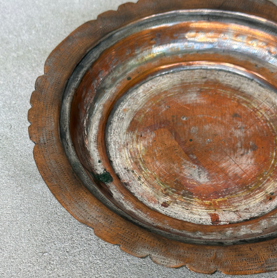 Vintage Scalloped Copper Tray
