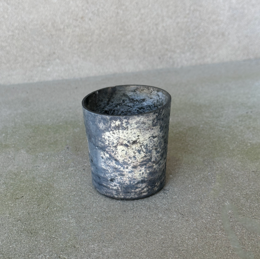 Rustic Blue Grey Glass Votive