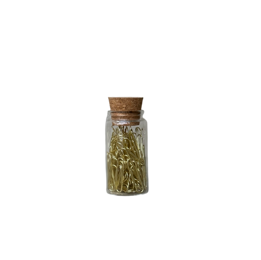 Gold Paper Clip Glass Jar
