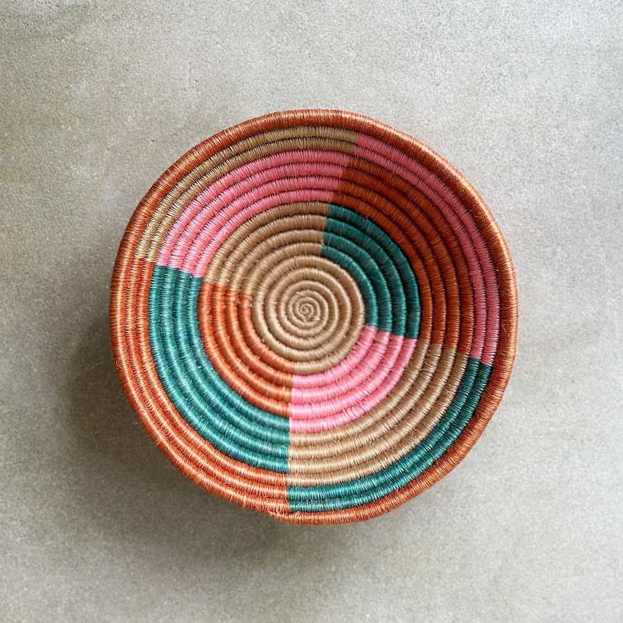 African woven Pink/Orange Bowl / small