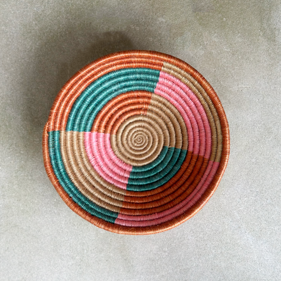 African woven Pink/Orange Bowl / small