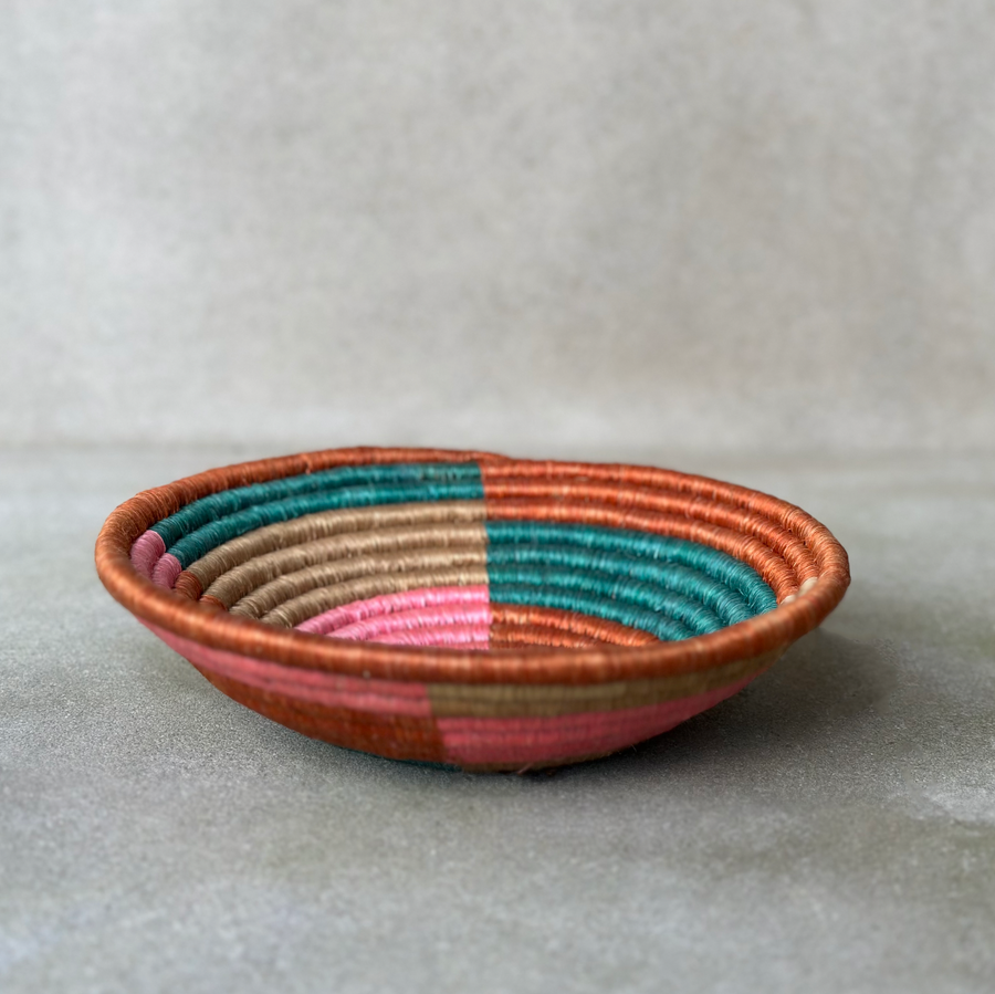 African woven Pink/Orange Bowl / small