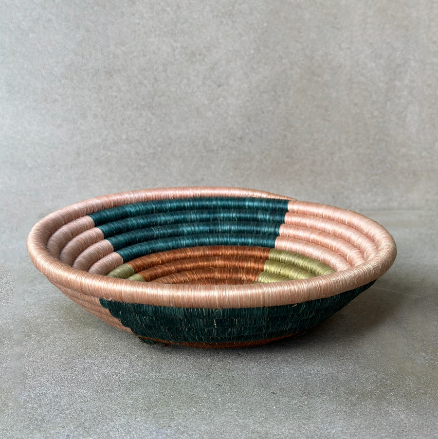 African woven blush/turquoise Bowl / small