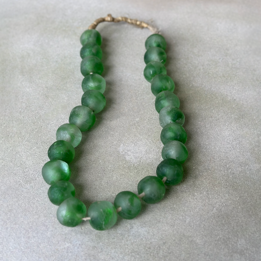 African Glass Beads - Mottled Green