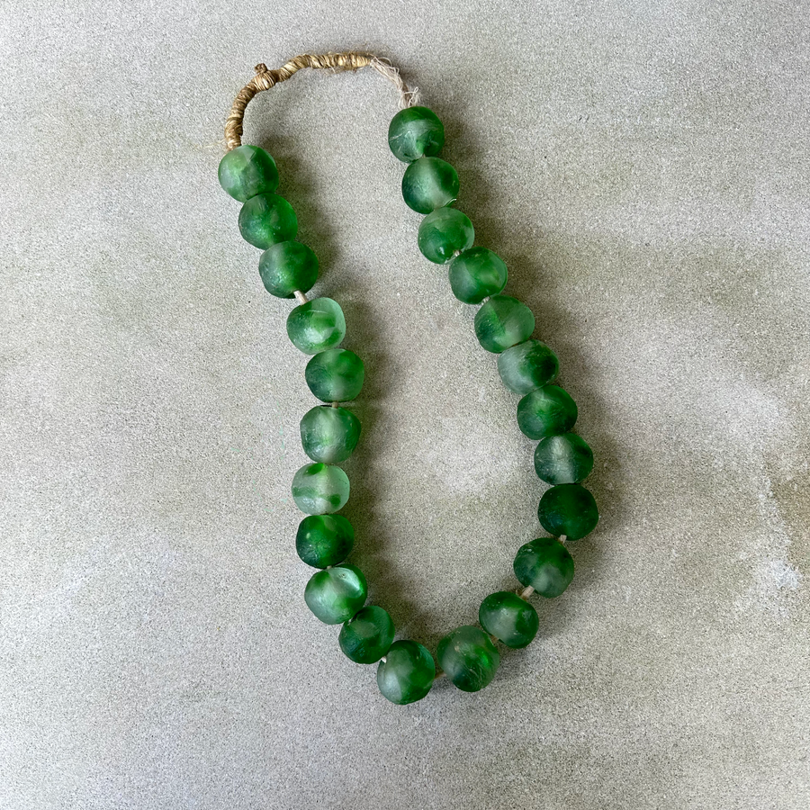 African Glass Beads - Mottled Green