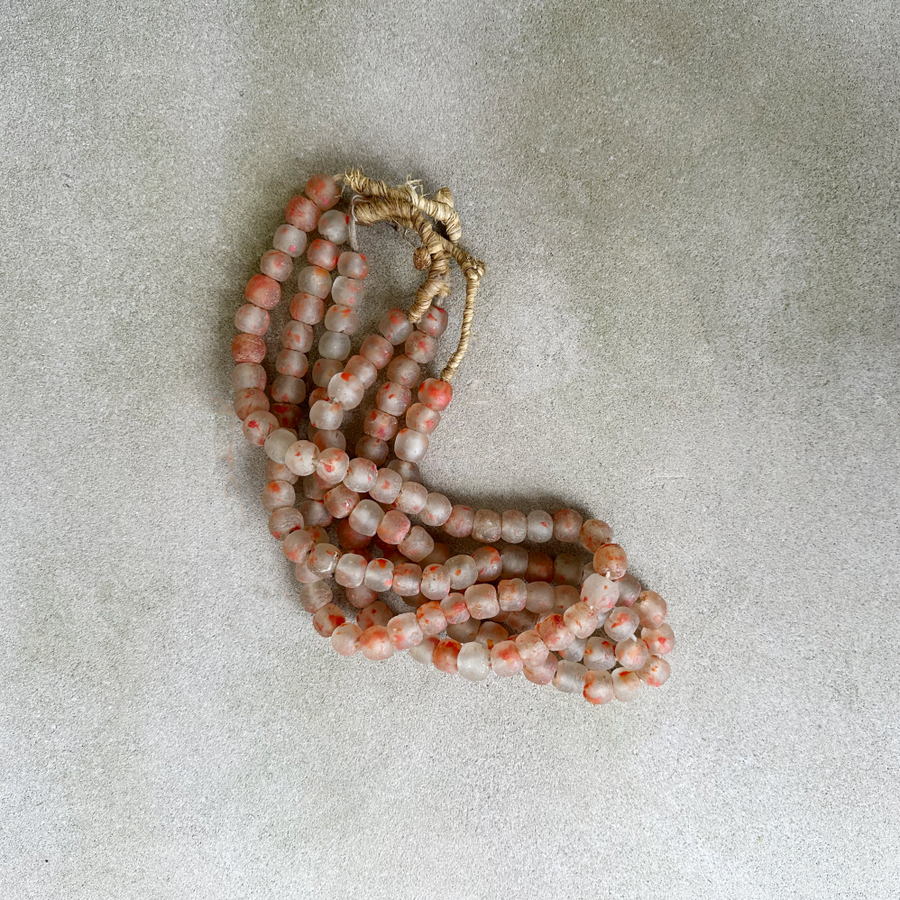 African Glass Beads - Mottled Orange