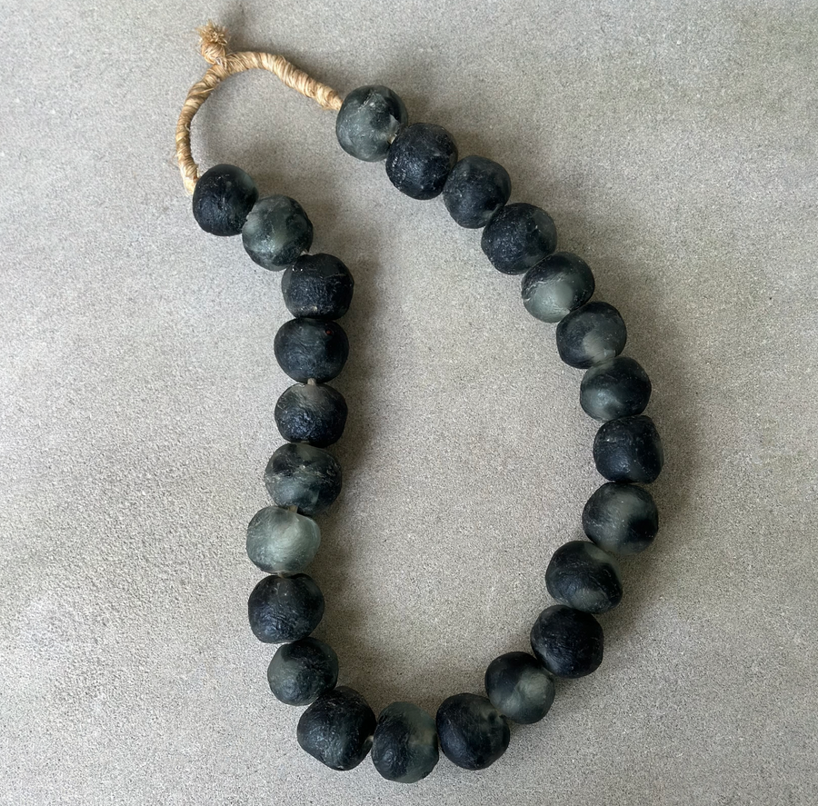 African Glass Beads - Mottled Black