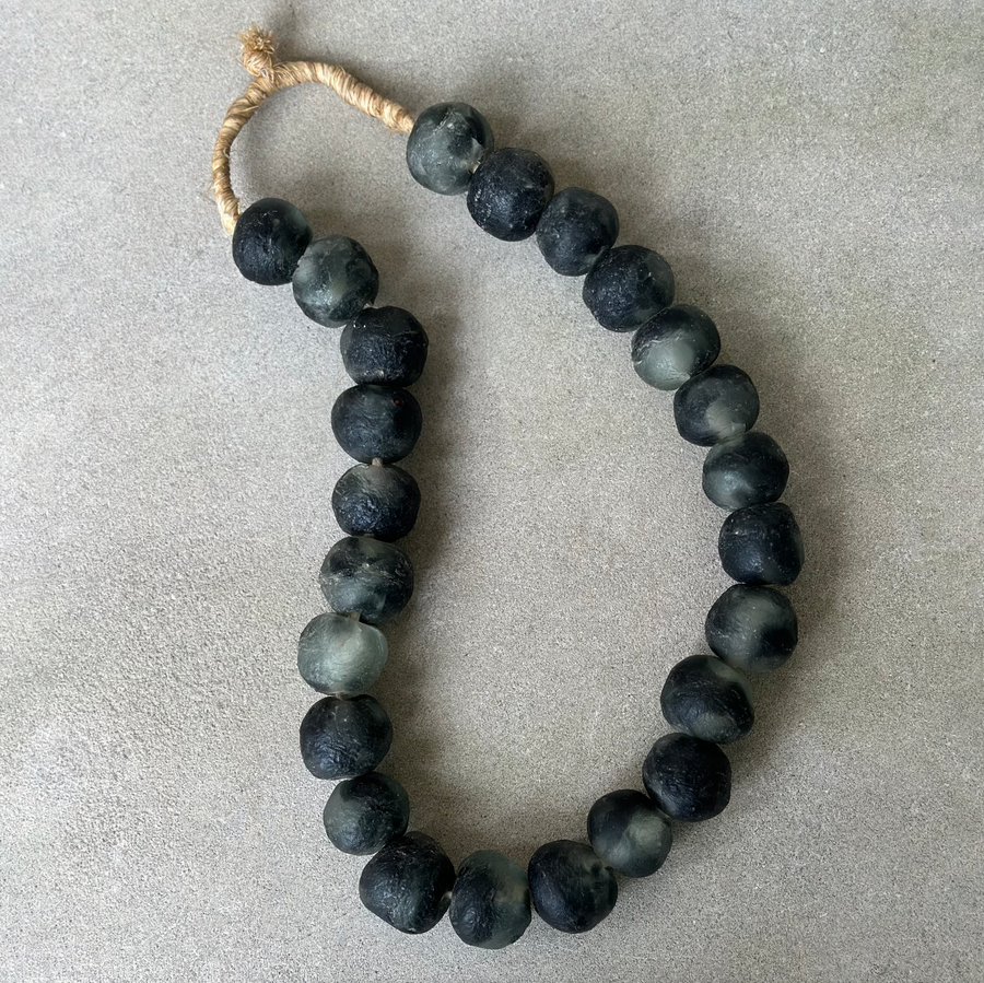 African Glass Beads - Mottled Black