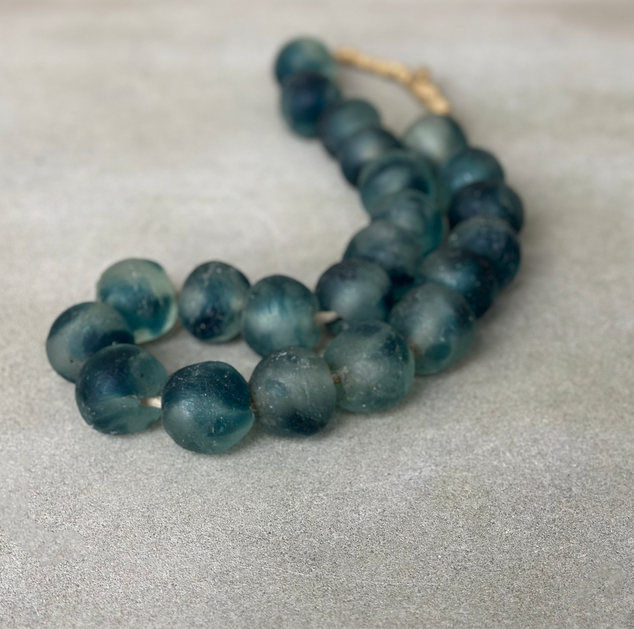 African Glass Beads - Mottled Blue