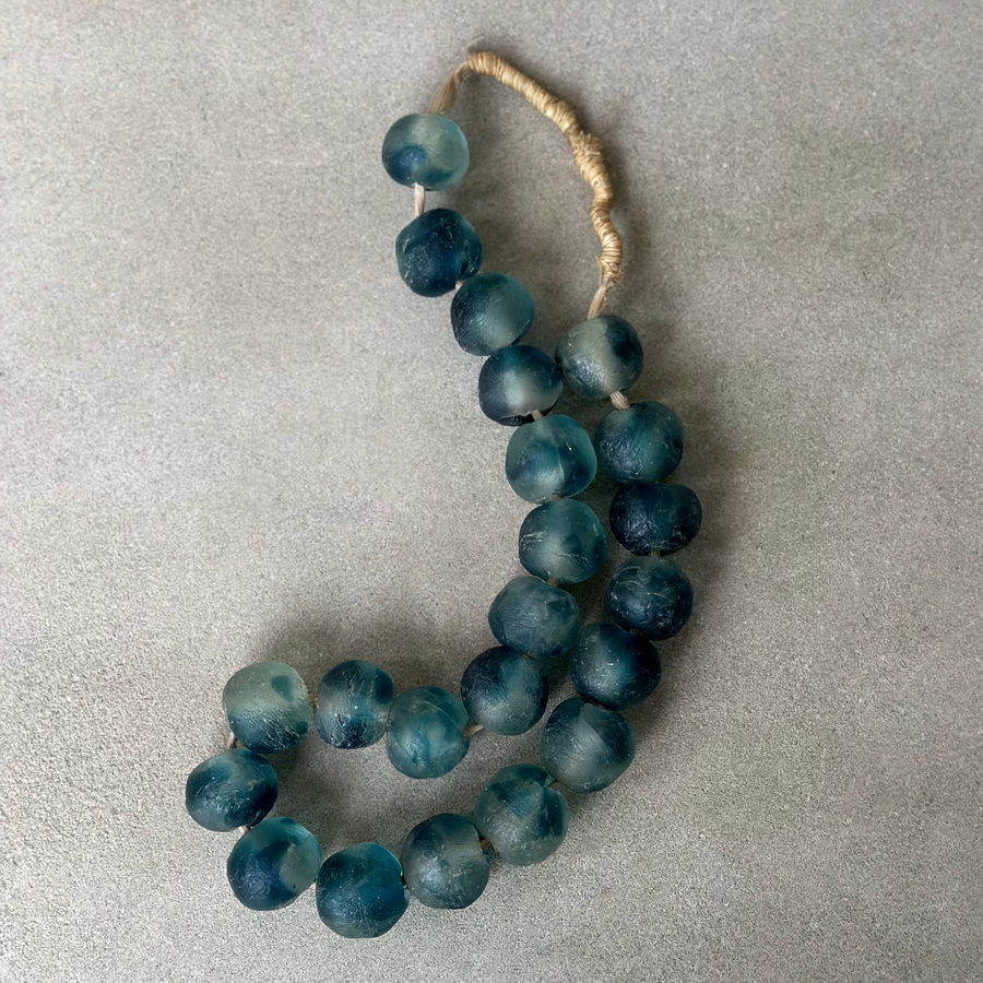African Glass Beads - Mottled Blue