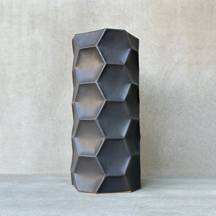 MATTE CHARCOAL CERAMIC VASE - TALL