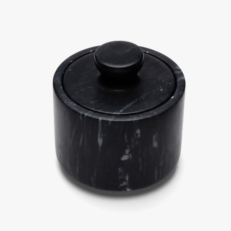 Black Marble Salt Cellar with Lid