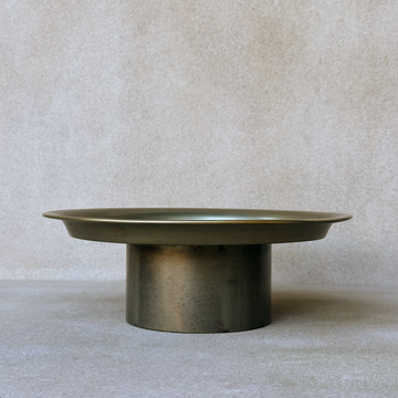 GALVANIZED PEDESTAL W/GOLD RIM