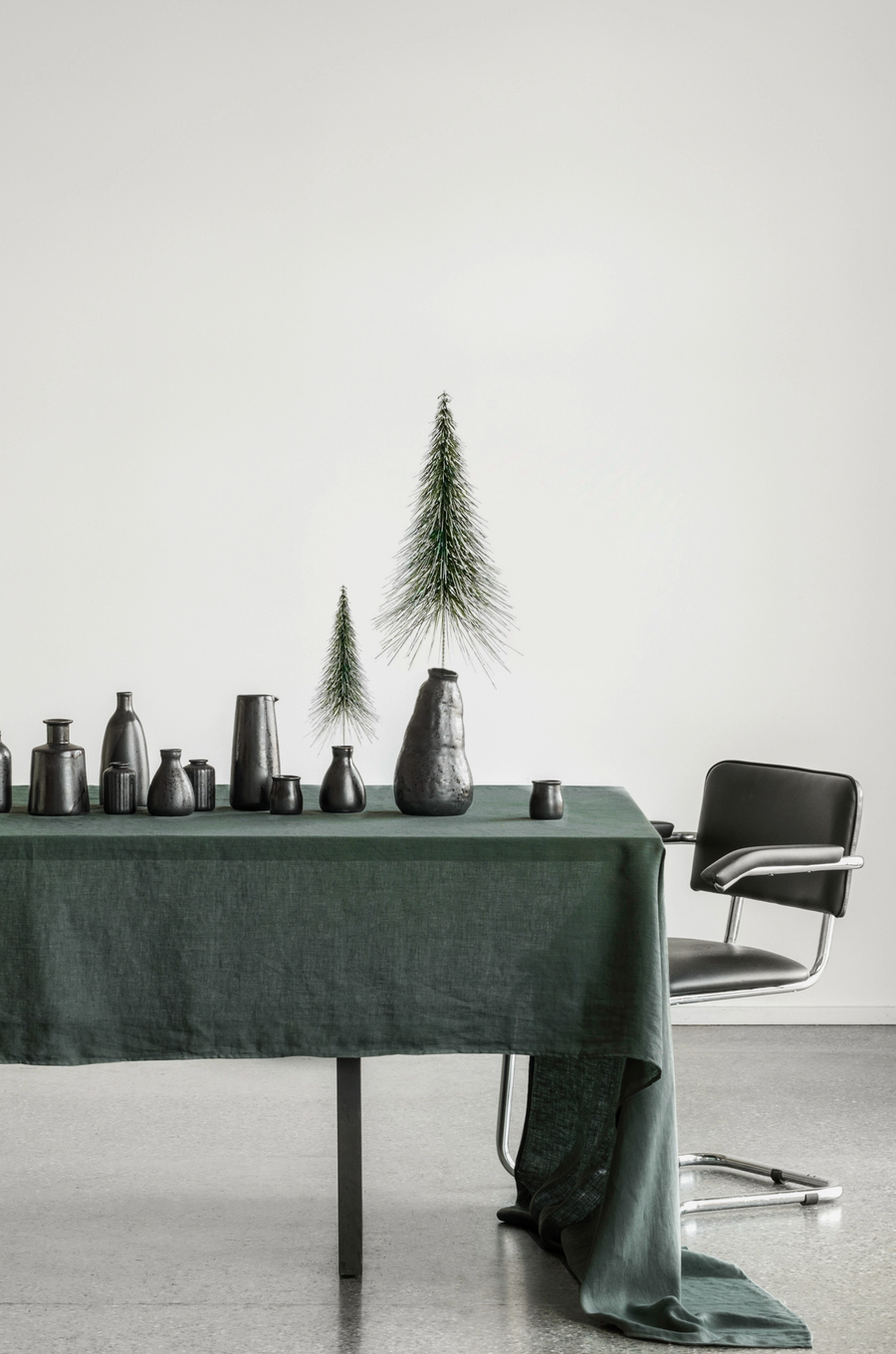 Linen Tablecloth Forest Green 130x57