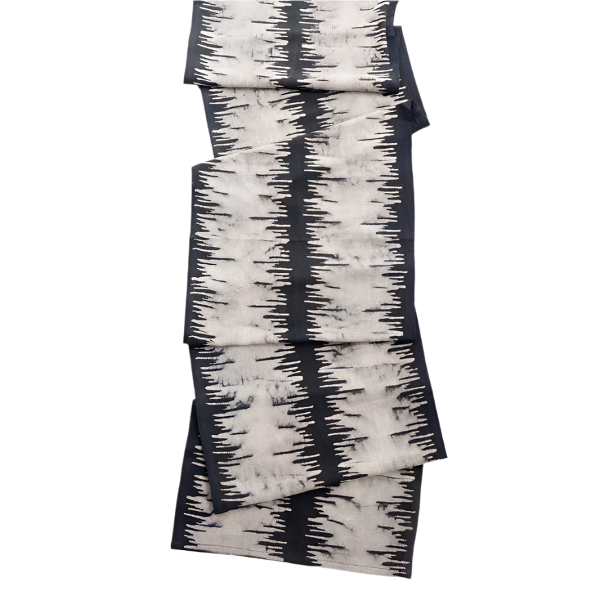 Noir Blockprint Black Organic Cotton Table Runner