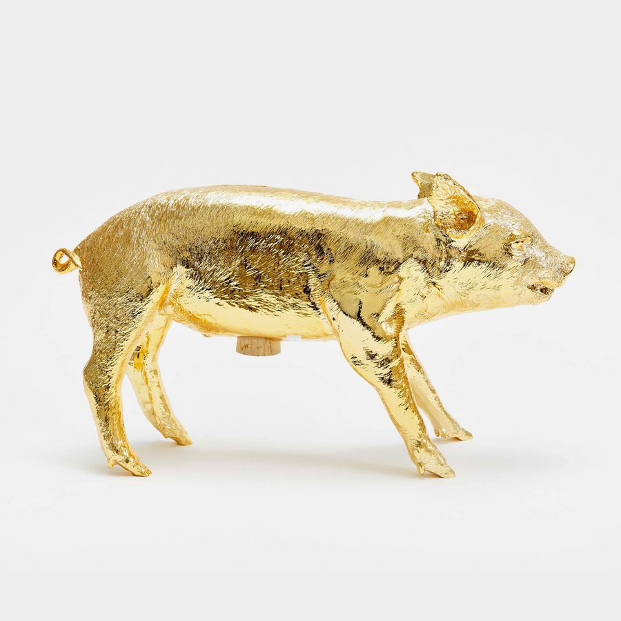 Bank in the Form of a Pig - GOLD CHROME