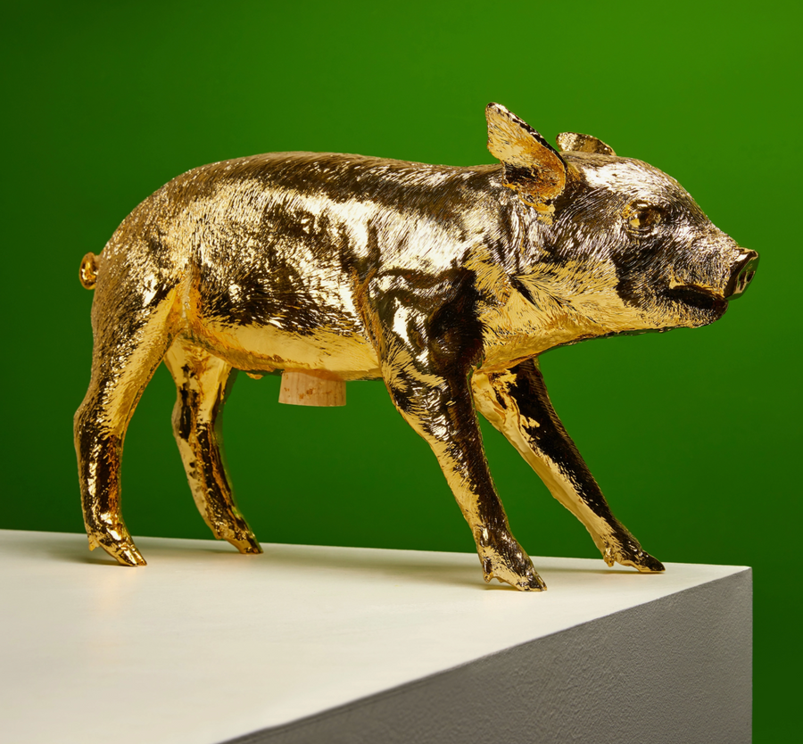 Bank in the Form of a Pig - GOLD CHROME