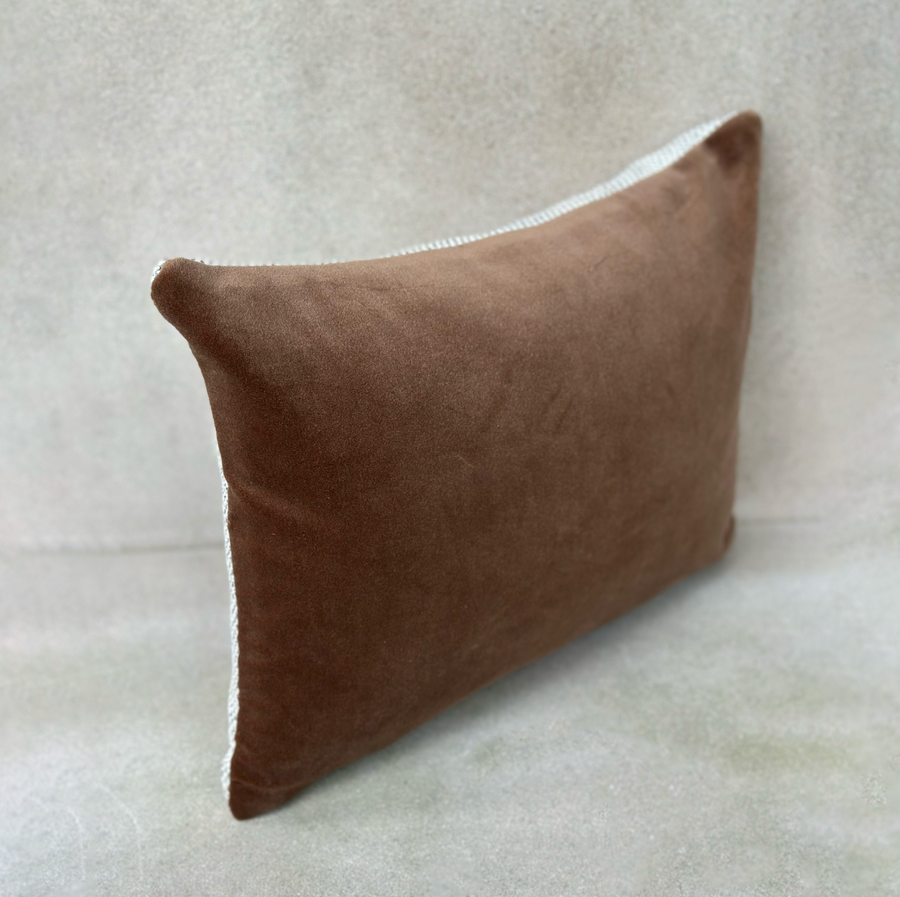 Mahogany Velvet/Weave Pillow Lumbar / 15” x 12”