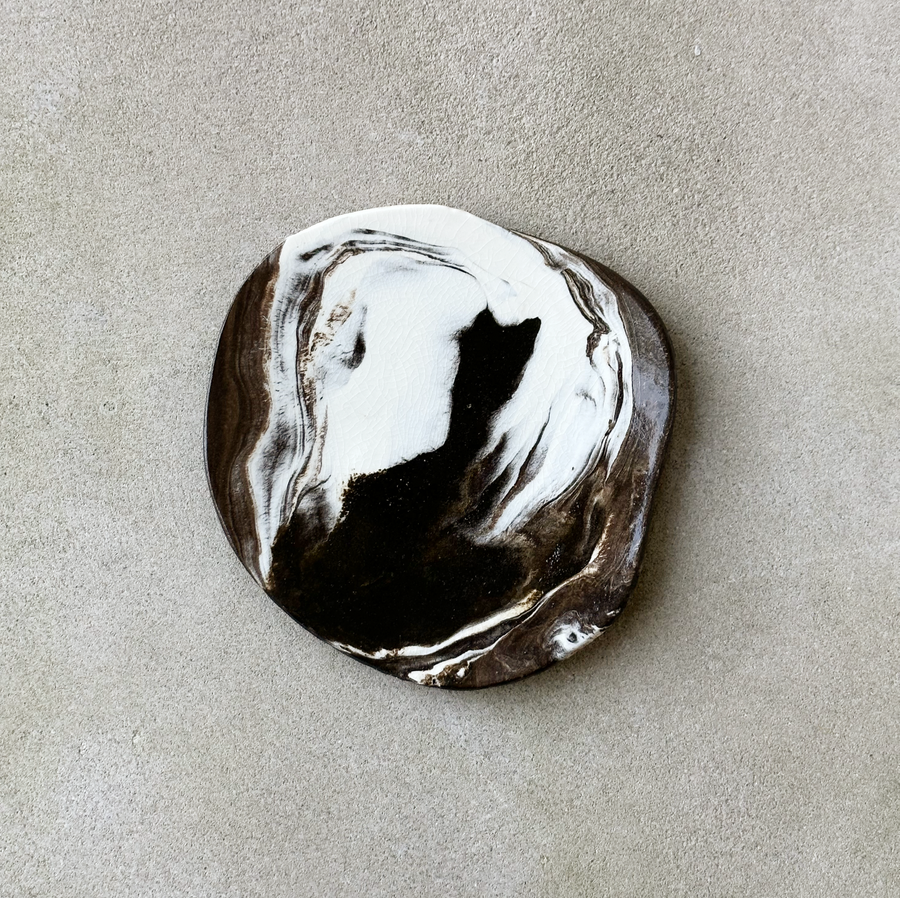 Brown + White Swirl Ceramic Plate